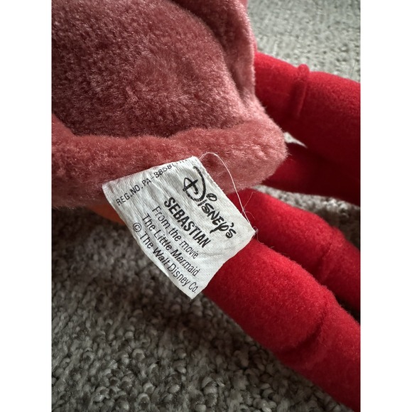 DISNEY Stuffed Animal Vintage SEBASTIAN Crab from Little Mermaid Movie PLUSH Toy - Picture 4 of 4
